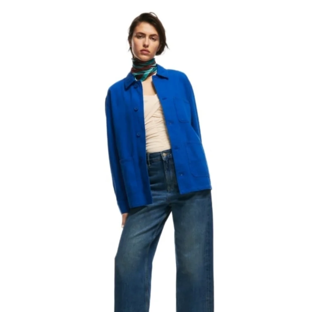 ZARAOVERSIZED OVERSHIRT WITH POCKETS BLUE | 2449/040